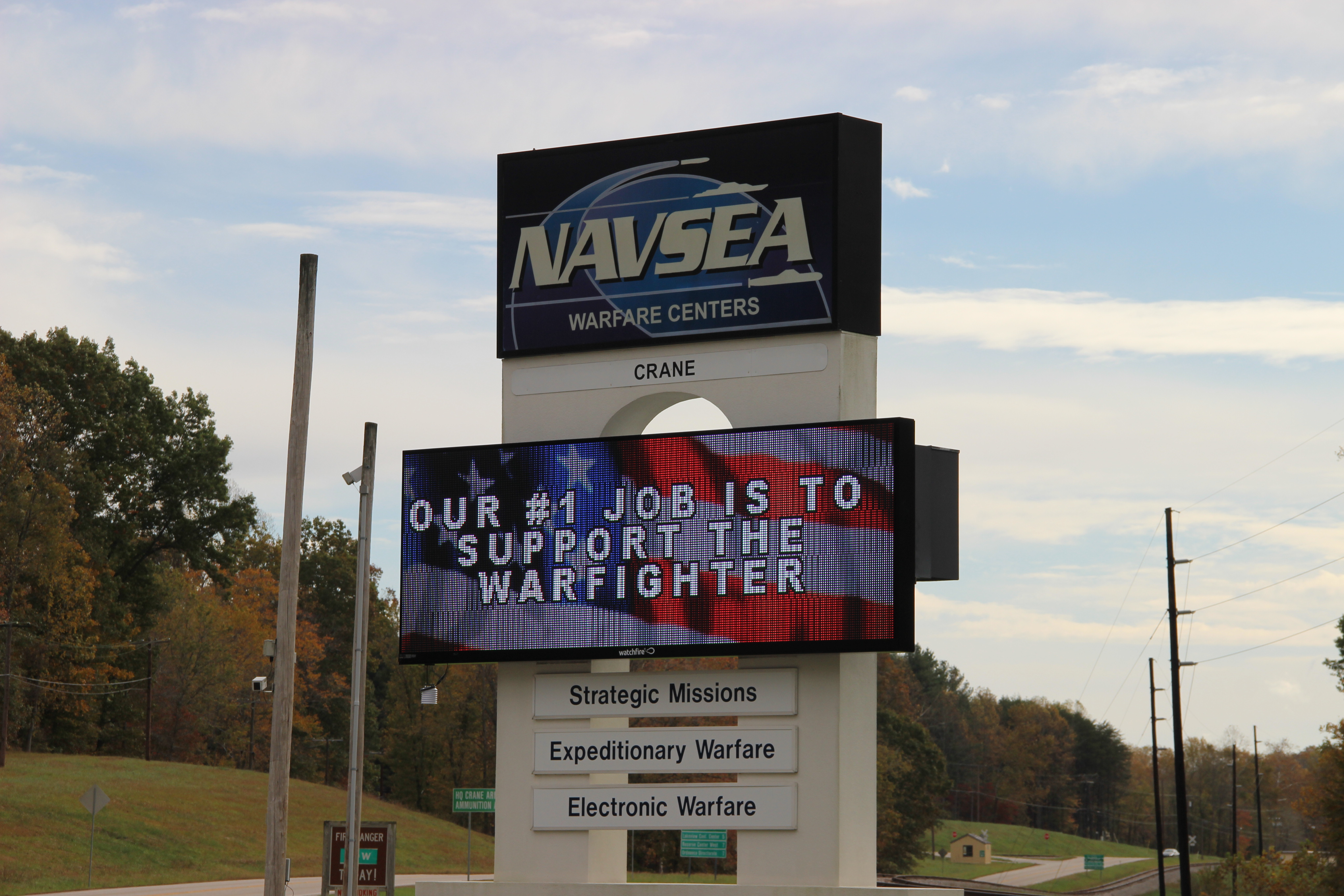 NSWC Crane base sign